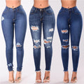 S-3XL Slim Broken Jeans Women Skinny High Waist Jeans Woman Girlfriend Denim Pencil Pants Stretch Waist Destroyed Women Jeans