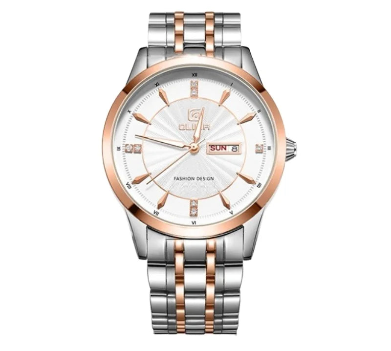 Olika Customizable Men's Business Watch Stainless Steel Quartz MIYOTA Movement 42mm Alloy Dial Displaying Pointer Fashionable