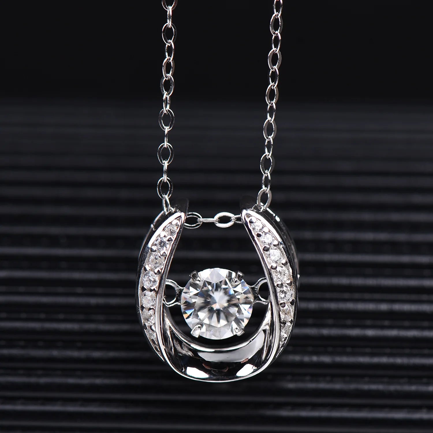 Fine Jewelry  Moissanite White Gold Plated 925 Sterling Sliver  Horse Necklace Equestrian Jewelry for Girls