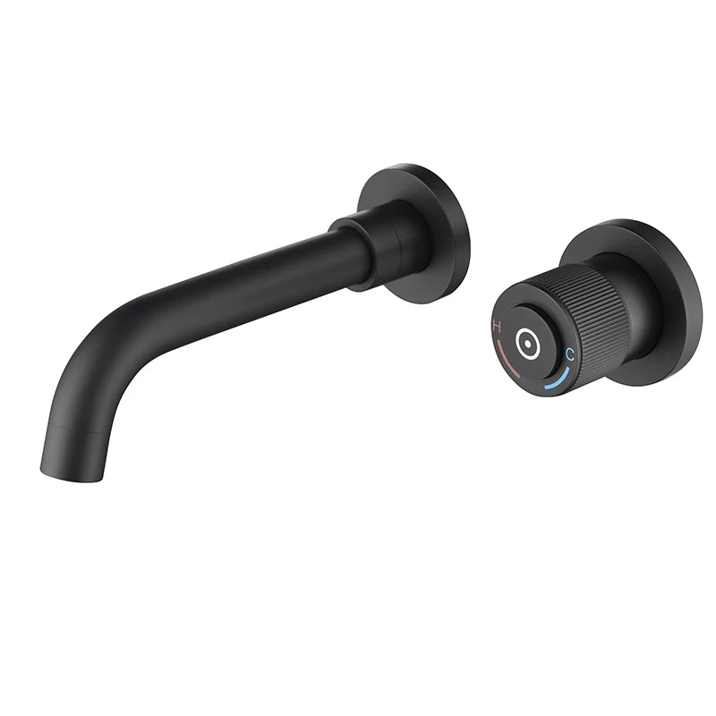 Matte Black Wall Mount Bathroom Tap Brass Basin Mixer Faucets Popular Mixers