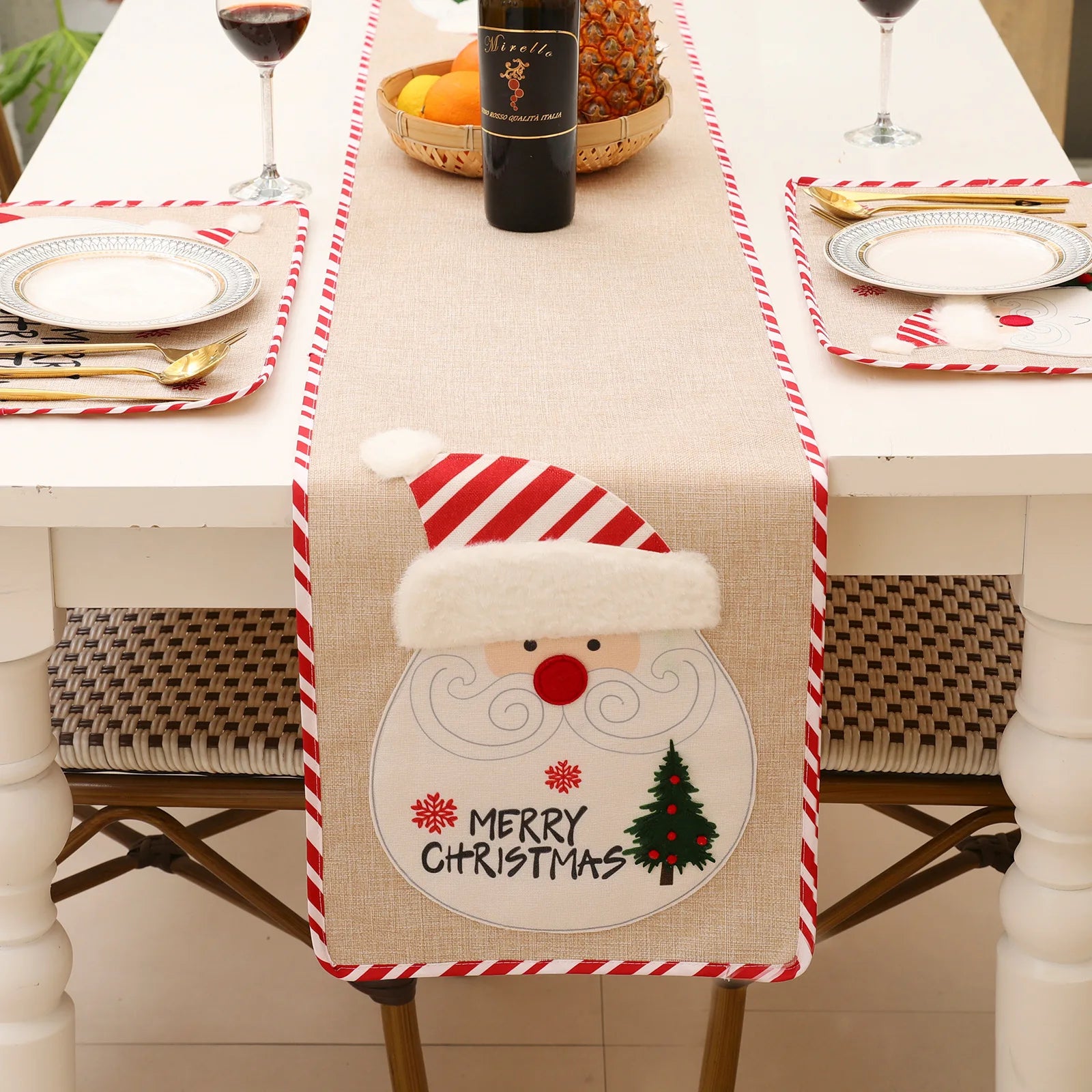 Custom Ychon Christmas Table Runner with Snowman for Christmas Holiday Party Table Home Decoration Tablecloth Mats