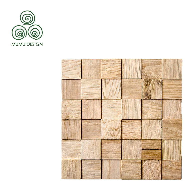 MUMU DESIGN Solid Wood Mosaic Wall Panel Interior Oak Art Wall Panel for Decorative Purpose