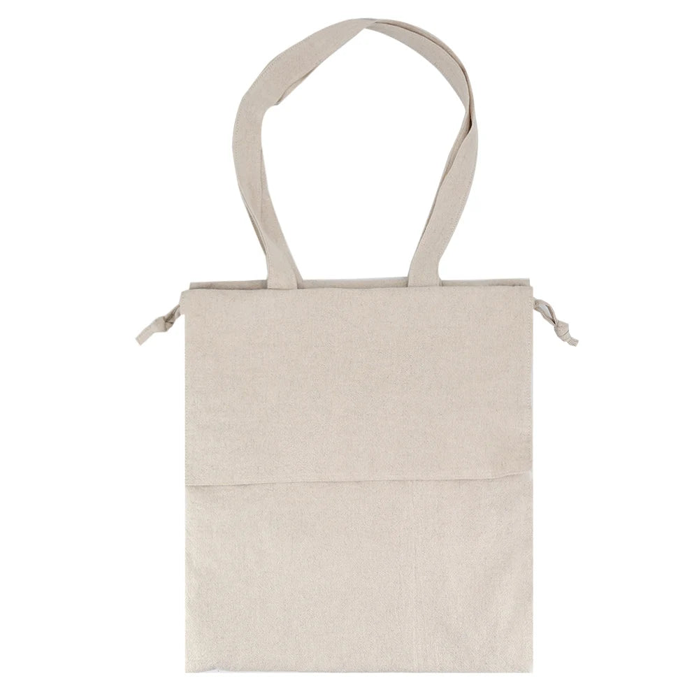Hot Sale Special Creative Design Crinkle Crepe Natural Tote Bag Eco Friendly Drawstring with Flap Cotton Crepe Tote Shopping Bag