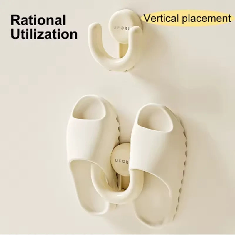 Bathroom Suction Cup Perforation Free Wall Hanging Drain Shoe Storage Rack Slippers Rack Hooks Holder Wall Mounted Hook Hange