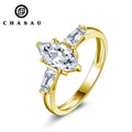 10K Pure Gold Finger Ring 1.0CT Marquise Cut Moissanite Three Stone Engagement Ring for Women Girls Valentine's Day Gift