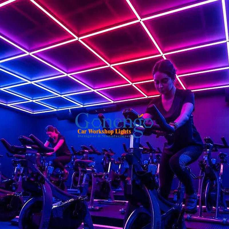 Ready Stock Fast Shipping Blue Pink Red Hexagon Lighting Decorative Rgb Gym Indoor Sport Led Light