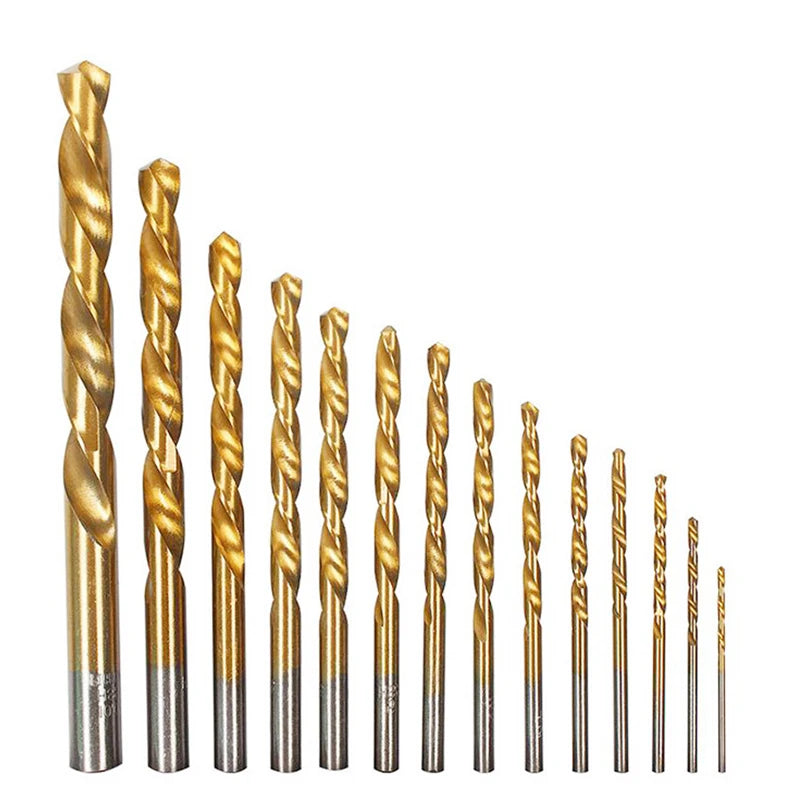 19PCS HSS Drill Bits Set 1.5-6.5mm High Speed Steel Titanium Coated Drill Bit Kit for Manual and Electric Drilling