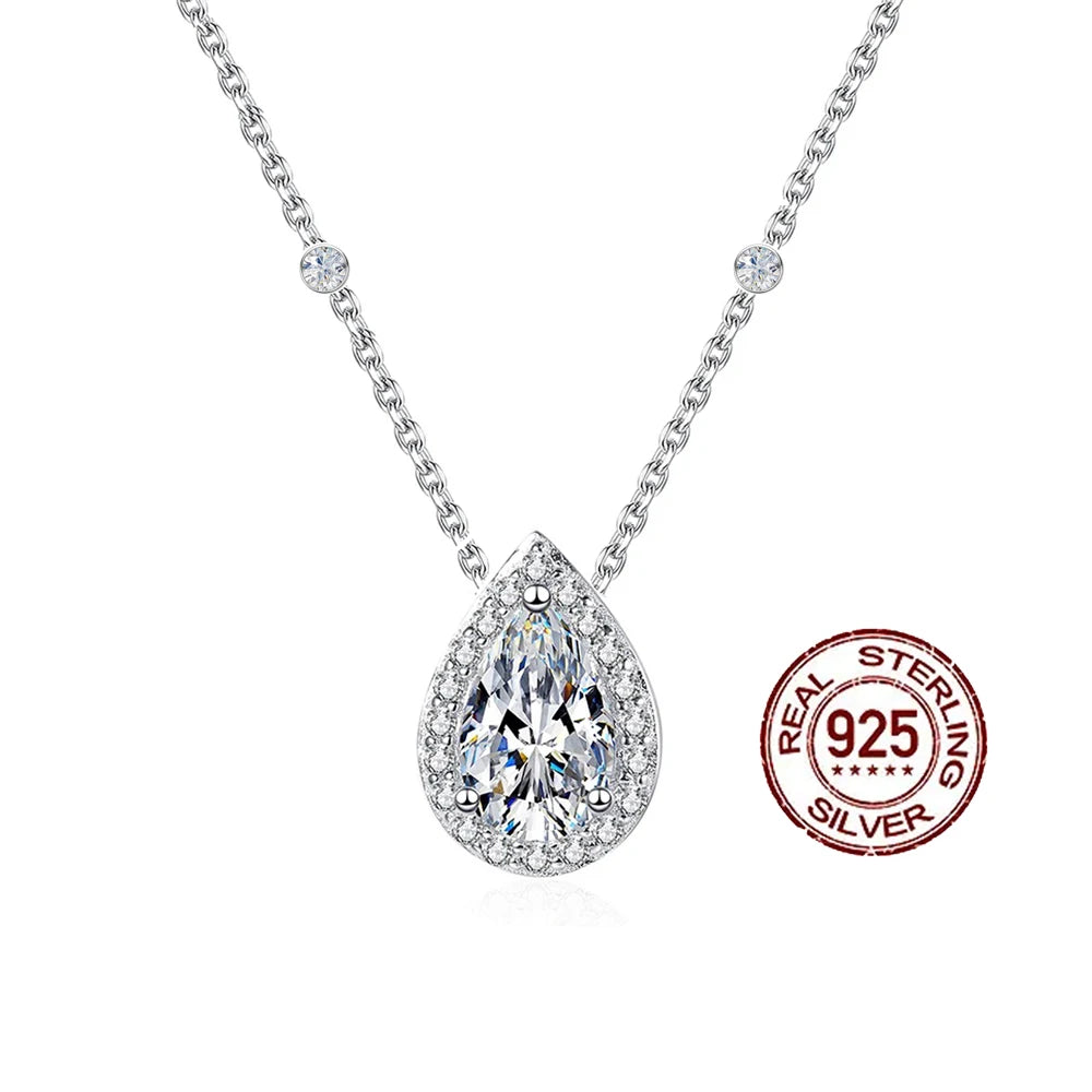 Classic Design Waterdrop Shape Pendant 925 Silver Necklace Jewelry for Women Fashion Jewellery