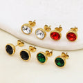 2024 New Non Tarnish Hypoallergenic Stainless Steel Zircon Stud Earrings 18k Gold Plated Small Earrings for Women Lady