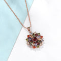 Wholesale New Fashion Gold Plated Pendant Necklaces Colorful Zircon Flower Necklace for Ladies' Bridal Party Jewelry