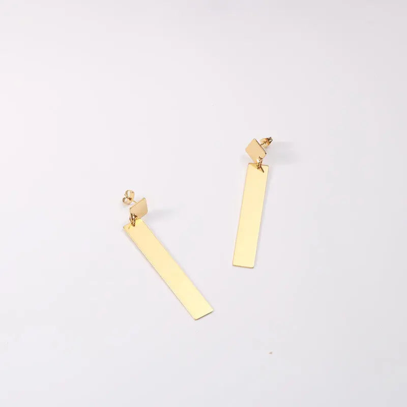 Trendy Earring 18K Gold Plated Geometric Statement Rectangle Slice Big Drop Earrings Wholesale Stainless Steel Jewelry for Women