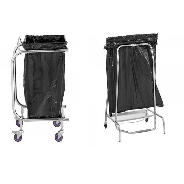 Commercial Restaurant Hotel Stainless Steel Silver Trash Bag Holder with Foot Pedal Garbage Bag Stand