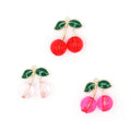 100Pcs/Bag 28MM Enamel Cherry Charms Red Pink Cherry With Green Leaves Dangle Pendants for Necklace Bracelet Keychain Making