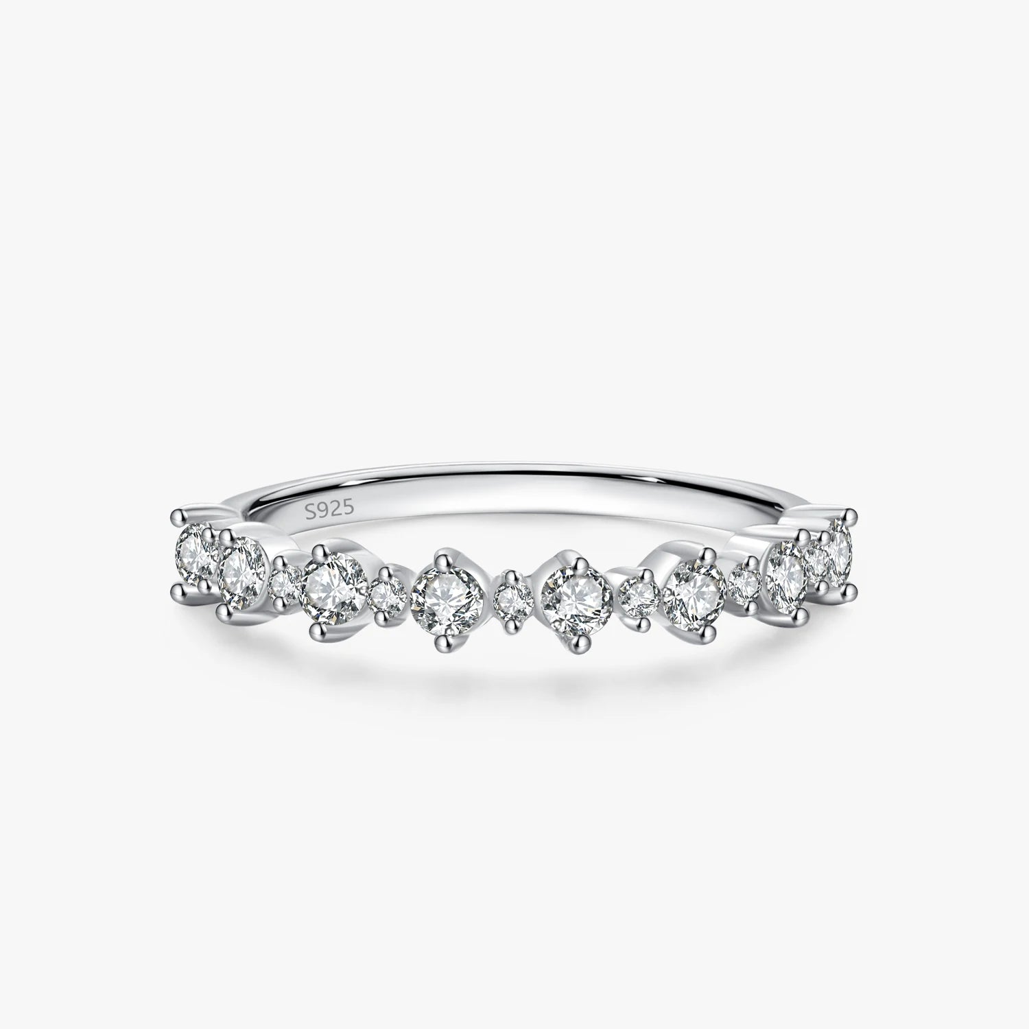 Ailmay Classic 100% 925 Sterling Silver 5A Zirconia Dazzling Simple Stackable Rings for Women Wedding Engagement Jewelry Gift