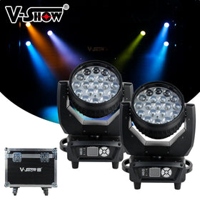 VSHOW AURA1915 2pcs with Flight case Led Zoom Stage Light 19Pcs 15w LED Mac Aura Led Wash Moving Head Light