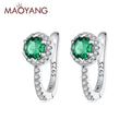 S925 Sterling Silver Versatile Platinum Plated Jewelry Earrings Sparkling Emerald Zircon Earrings