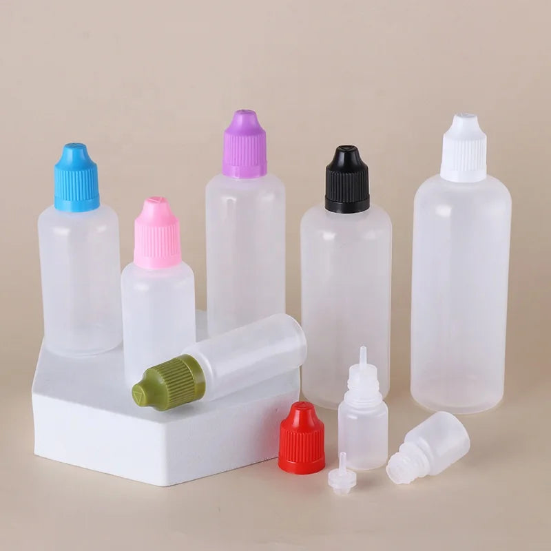 30 50 100ml PE Plastic Squeeze Dropper Medicine Liquid Bottles with Transparent Screw Lid Cap