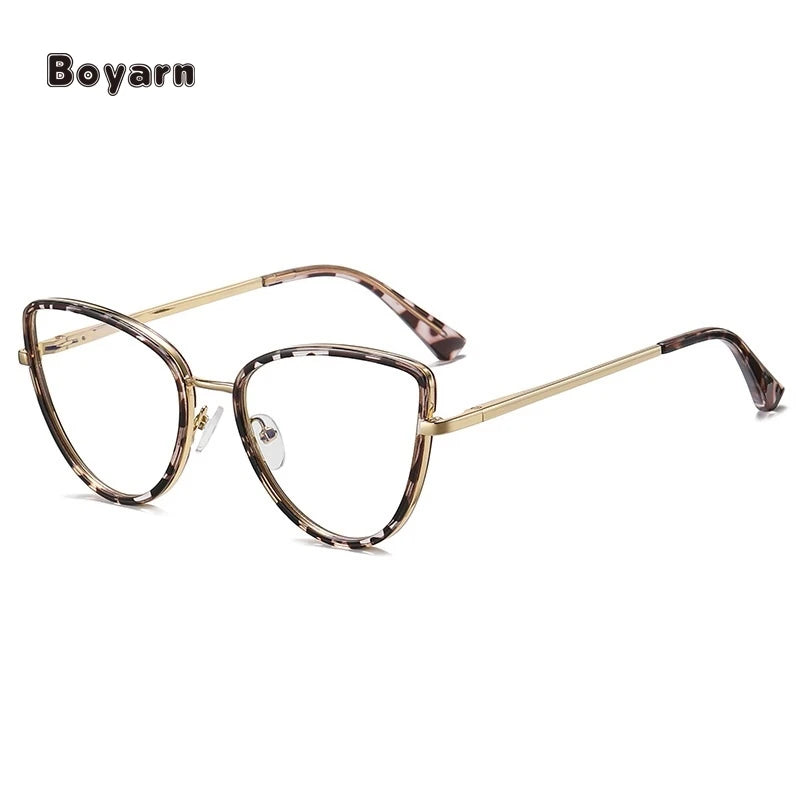 Boyarn New Trendy Eye Glasses Women Cat Eye Blue Light Blocking Eyewear Tr90 Frames Lady Shades