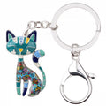 Wholesale Cats Keychains Kitten Bag Car Key Chain Ring Gifts Enamel Alloy Cat Jewelry Car Charms for Women Girls
