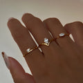 2026 Dazan Summer New Ins Trendy 18k Pvd Gold Plated Stainless Steel Minimalist Cute Geometric White Zircon Ring Women