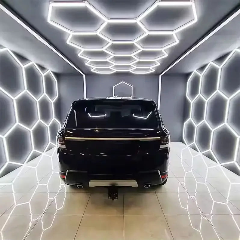 Hexagonal LED Ceiling Lights Honeycomb for Garage Auto Detailing