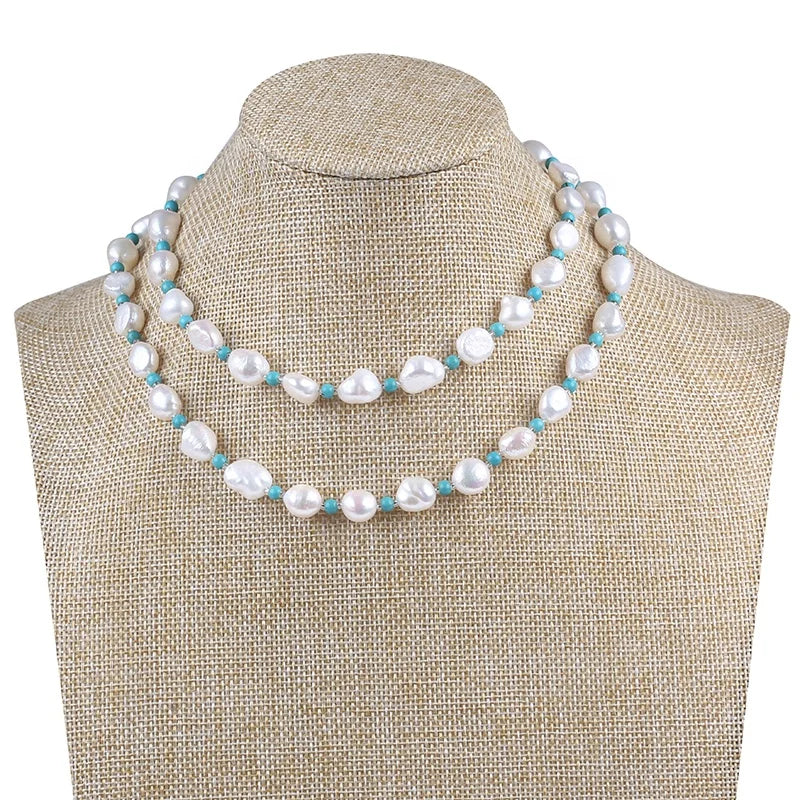 Long Freshwater Pearl Necklace Chain Nature Freshwater Pearl Jewelry MegaBDM