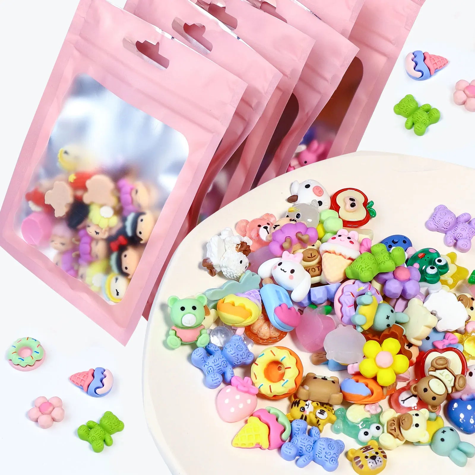 Resin Cartoon Jewelry Bag 20pcs Mixed Color Nail Art Creative Acrylic Cartoon Jewelry Charm