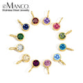 EManco Gold Plated 12-Color Birthstone Pendant 8mm Zirconia Necklace with Month Beads Jewelry Making Accessory for Birthday Gift