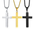 High Polished 18K Gold Plated Stainless Steel Men's Bible Scripture Cross Pendant Jewelry