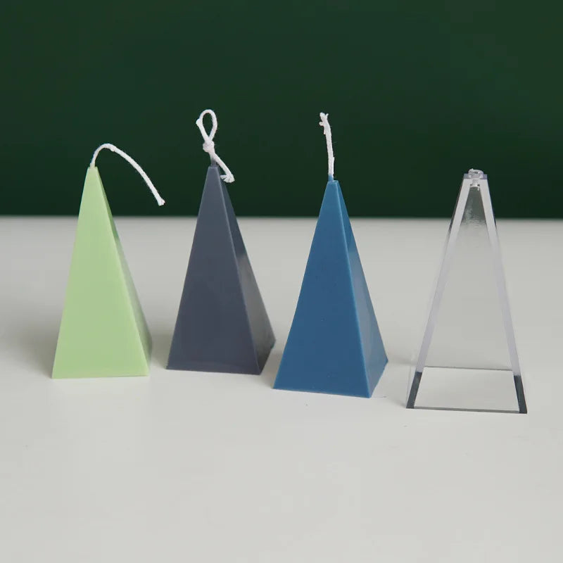 B-4058 3.9in Pyramid 10cm Candle Mold Three-dimensional Geometric Aromatherapy Candle Plastic PC Acrylic Candle Mold