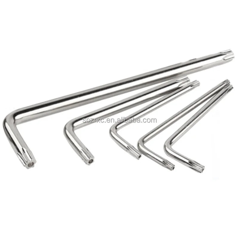 T6/T8/T10/T15/T20/T25/T30 Anti-Theft Security Carbon Steel Nickel Plated L Type Star Allen Wrench Metric System Key Wrench Hole