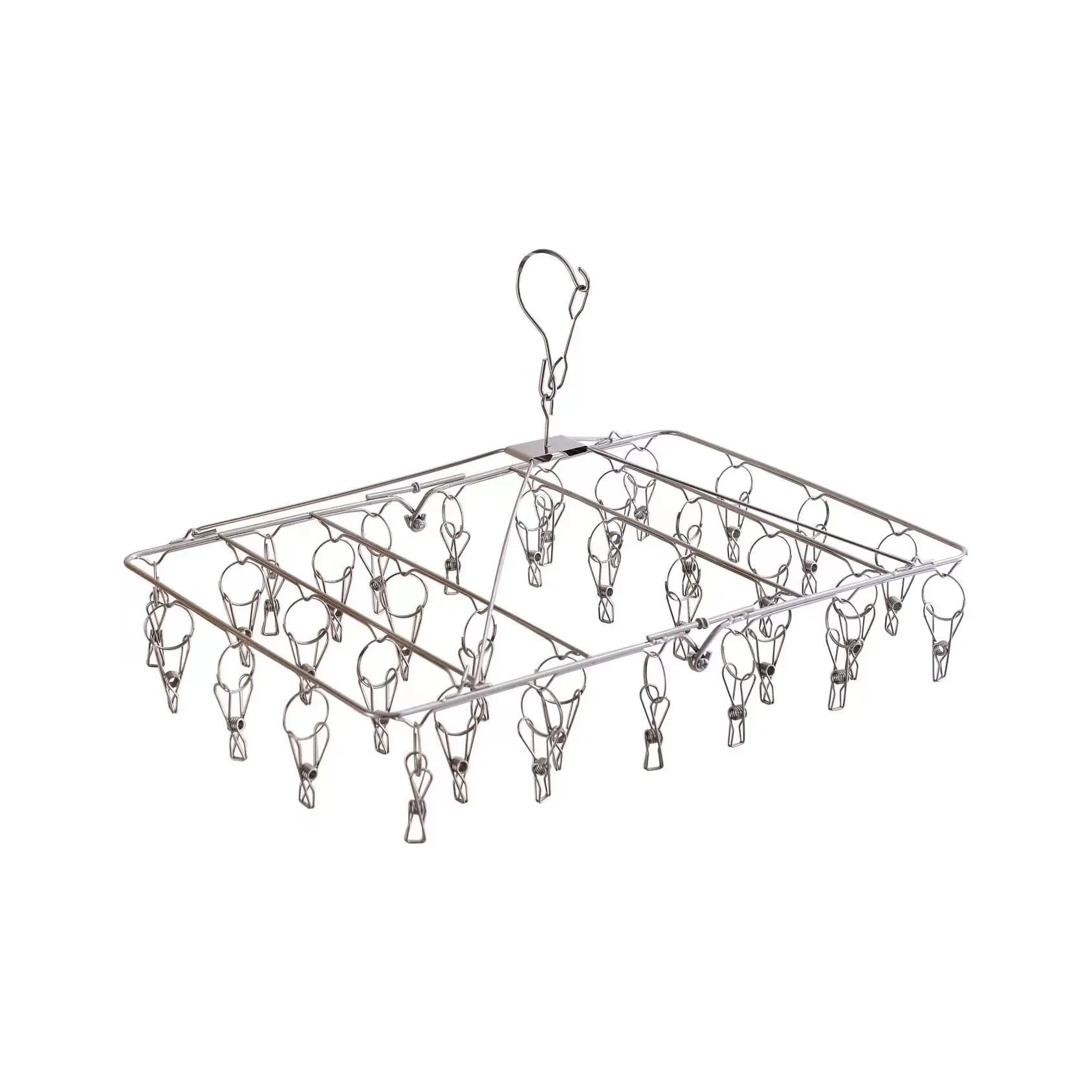 Hot Sales Square Shape Clothes Hanger 52 Pegs Sock Hanger and Stainless Steel Folding Socks Hanger with Peg and Drying Rack