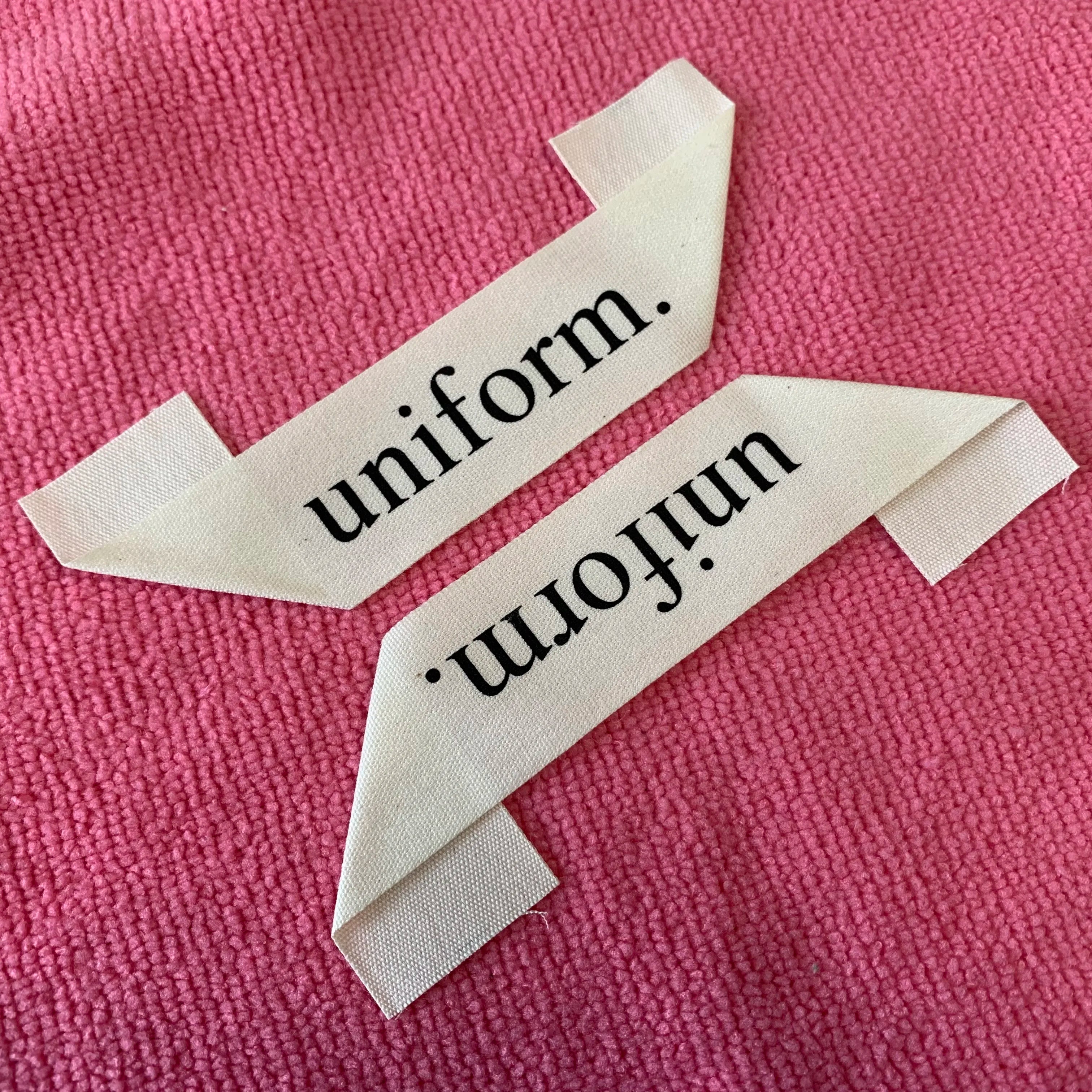 Miter Fold Soft Natural Printed Cotton Garment Labeltriangle Fold Organic Cotton logo Tag for Uniform
