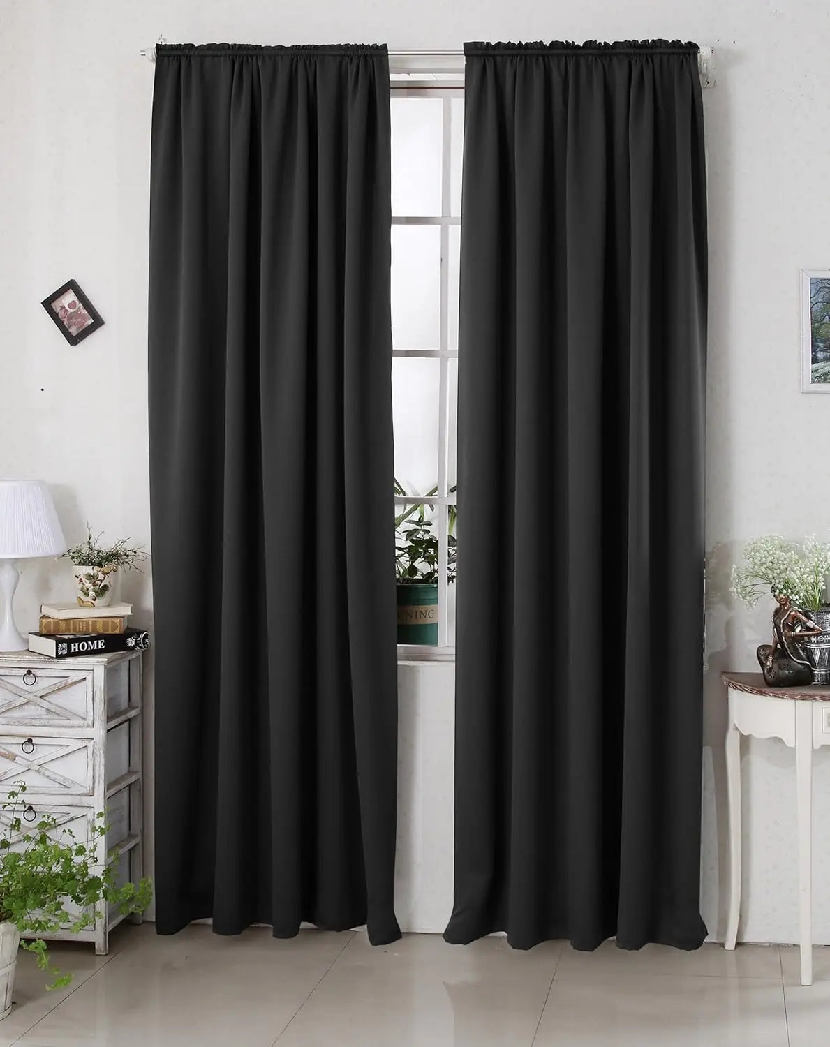 Amity Wholesale 100% Polyester Solid Tape Top Blackout Curtains 95% Blackout Window Curtains for Home Bedroom  Office
