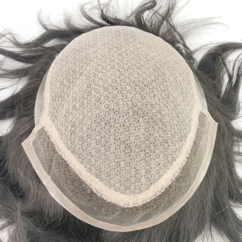 EMEDA I-Lace Silk Top Hair System Natural Straight Indian Remy Human Hair Silk Base Men Toupee