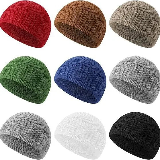 Knit Kufi Hats Skull Caps for Men Women Eid Mubarak Ramadan Crochet Beanie