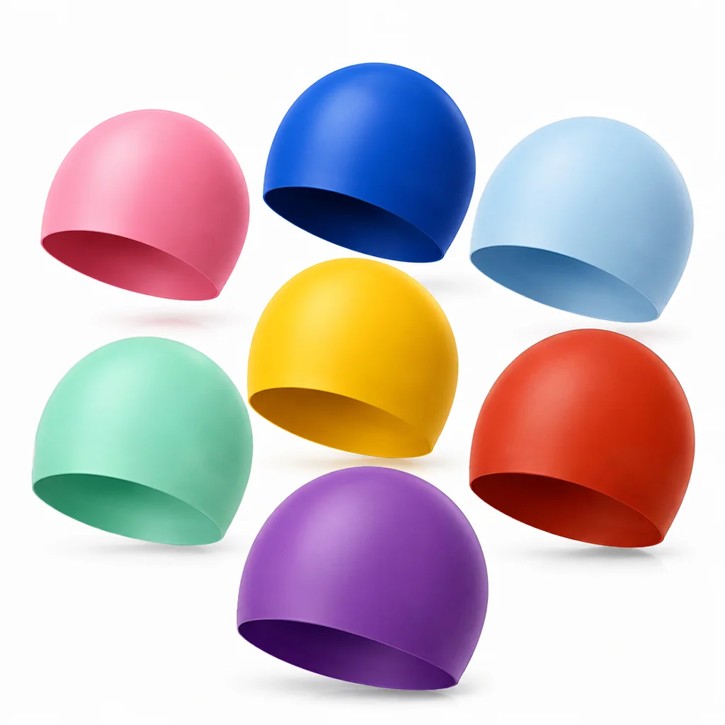 Factory Supply Custom Swim Cap Silicone 100% Environmental High Elasticity Swimming Hat Color Fading Resistant Popular Swim Cap