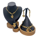 Wholesale 4-Piece Fashionable Gold Stainless Steel Jewelry Set Heart Shaped Shell Necklace Ring for Women for Wedding Gift