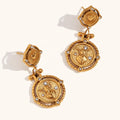 Dingran Women's Vintage Gold-Plated Crystal Rhinestone Angel Key Heart Drop Earrings Fashion Jewelry