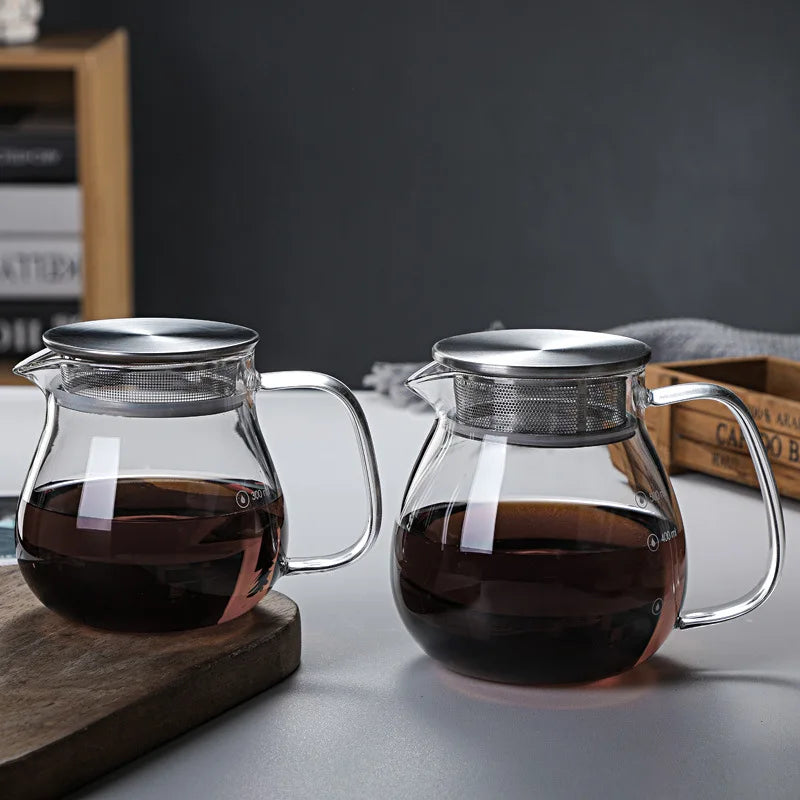 Modern Elegant 15oz Hand-Blown Borosilicate Glass Teapot with Built-In Tea Infuser Luxury Coffee Set Easy to Use for Hotels