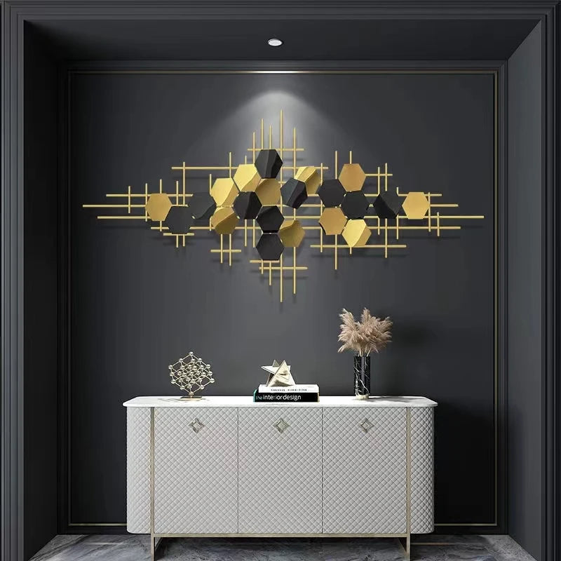 149*69.5cm Creative Design Horizontal Wall Mounted Art 3d Decors Large Gold Metal Wall Decor for Living Room