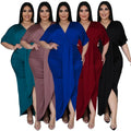 N7420 New Arrivals Spring Plus Size Womens Dresses Sexy Nightclub Irregular Split V-neck Party Dresses Women Chic Evening Dress