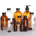 Amber Clear Boston Round Glass Bottles 250ml 500ml 8oz 16oz for Beverage Juice Kombucha Eye Drop Skin Care Cream
