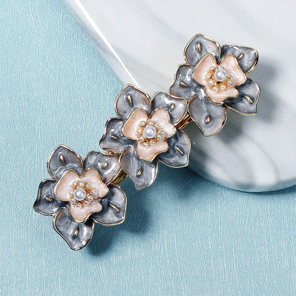 Braided Hair Clip Hairgrip Rhinestones Pearl Rose Flower Hair Clip for Women Girl