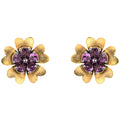Graceful Rhodium and Gold Plated 925 Sterling Silver Natural Pyrope Flower Stud Earrings for Women Birthday  Gift