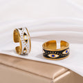 Personalized Design Evil Eye Oil Drop Open Ring Female Couple Ring Hip Hop Celebrity Style Stainless Steel Ring