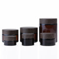 Wholesale Dark Wood Caps Amber Dark Brown Mini 5g 10g 15g Eye Skin Care Cream Glass Jar