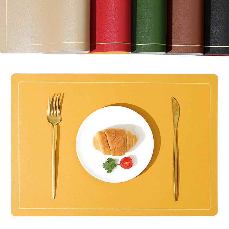 Free Sample Eco-friendly  Faux Leather Placemats for Dining Table Sublimation Place Mats Good Quality  Dining Table Mat