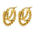 Hot Hypoallergenic Three Layers Stainless Steel Twist Wire Hoop Earrings for Girls