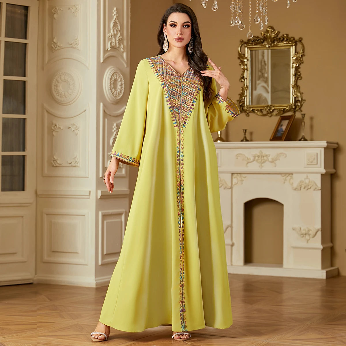 4220 Modest Abaya Kaftan Eid Abaya Dubai Turkey Muslim Long Dresses Traditional Islamic Clothing